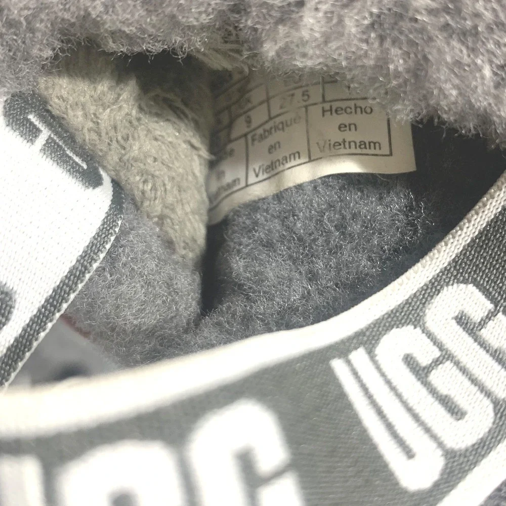 UGG Kids Fluff Yeah Slide‎ Slippers Gray Fuzzy US 10 KIDS back Sandals, Comfy SZ